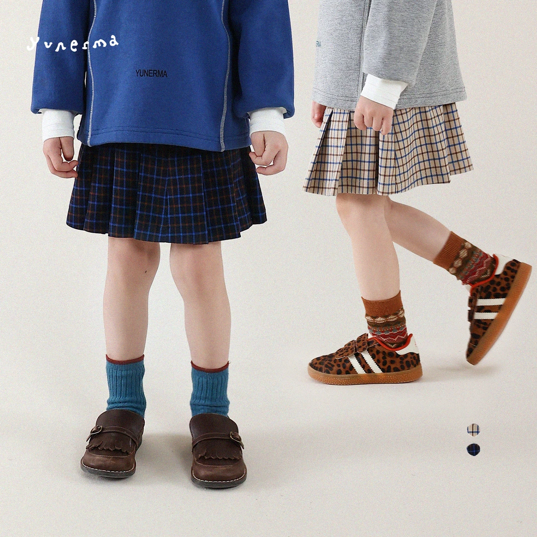 【经典百搭】女童学院风小众格子百褶裙短裙半裙