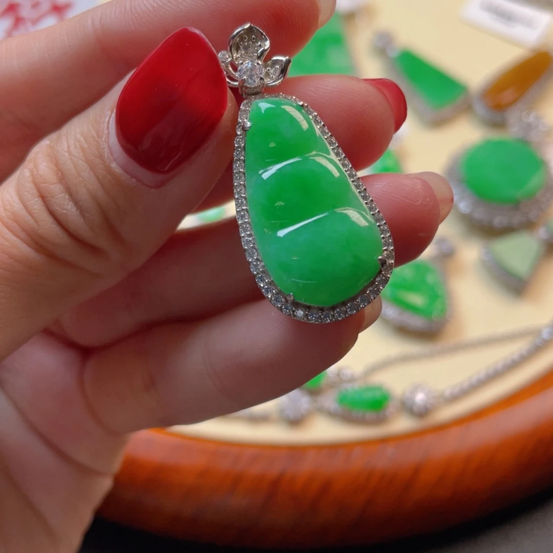 翡翠吊坠(不含链)银S925镶嵌