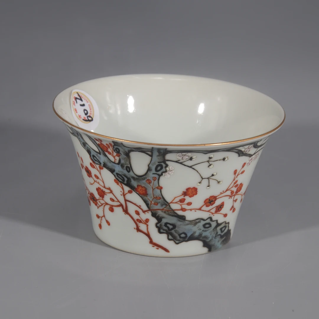 粉彩漫花卉马蹄杯 H501-085