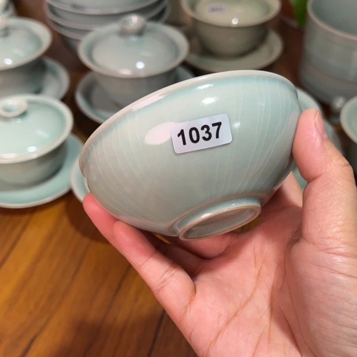 杯子1037手工普洱杯，，青鸾汝瓷原矿釉