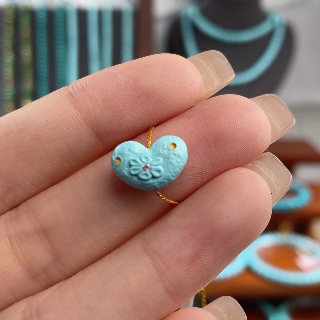 绿松石未镶嵌绿松石天空蓝爱心10+