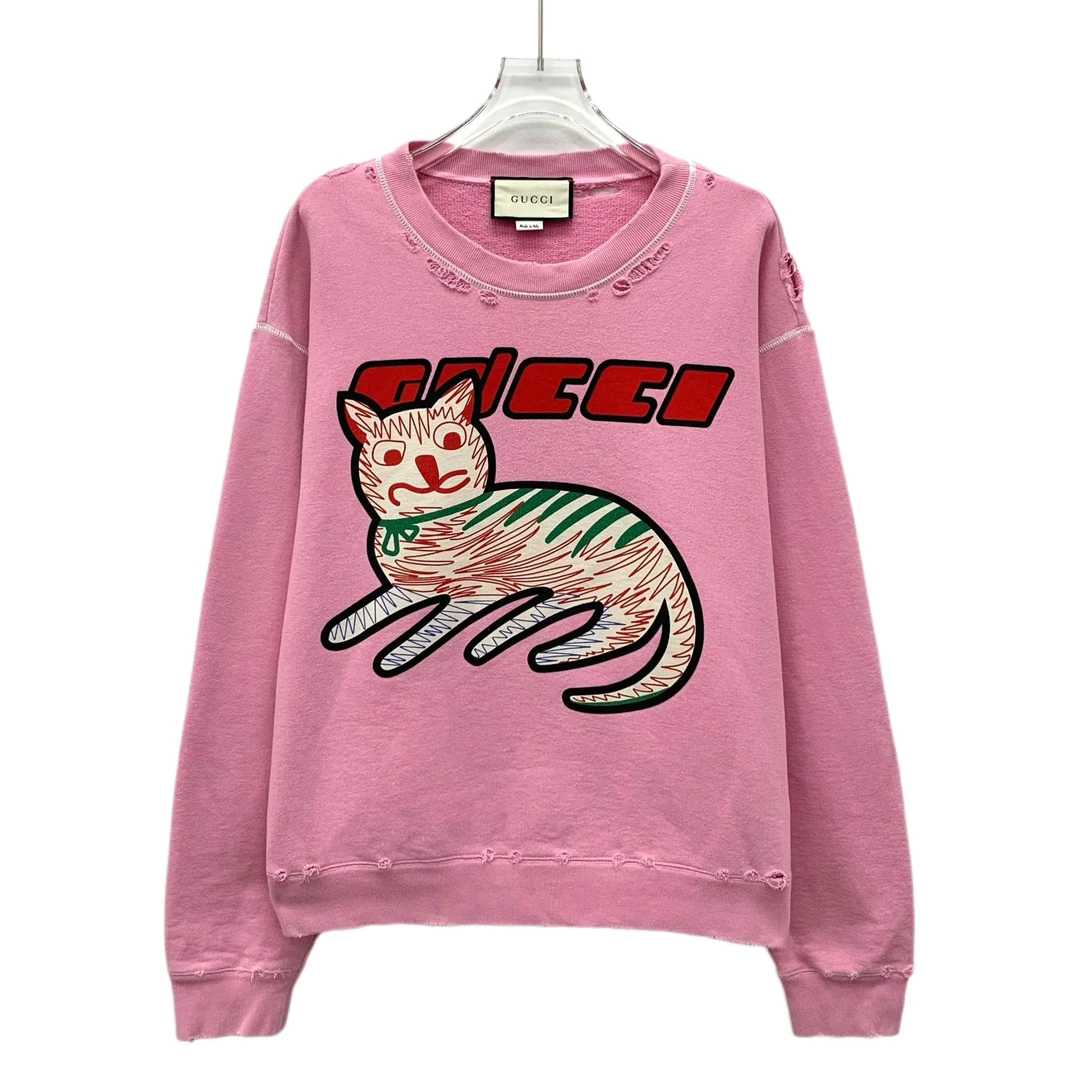 95新 GUCCI/古驰 IW0488 粉色圆领长袖卫衣