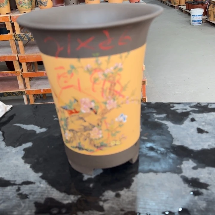 紫砂花盆 高度26口径21 画瑕