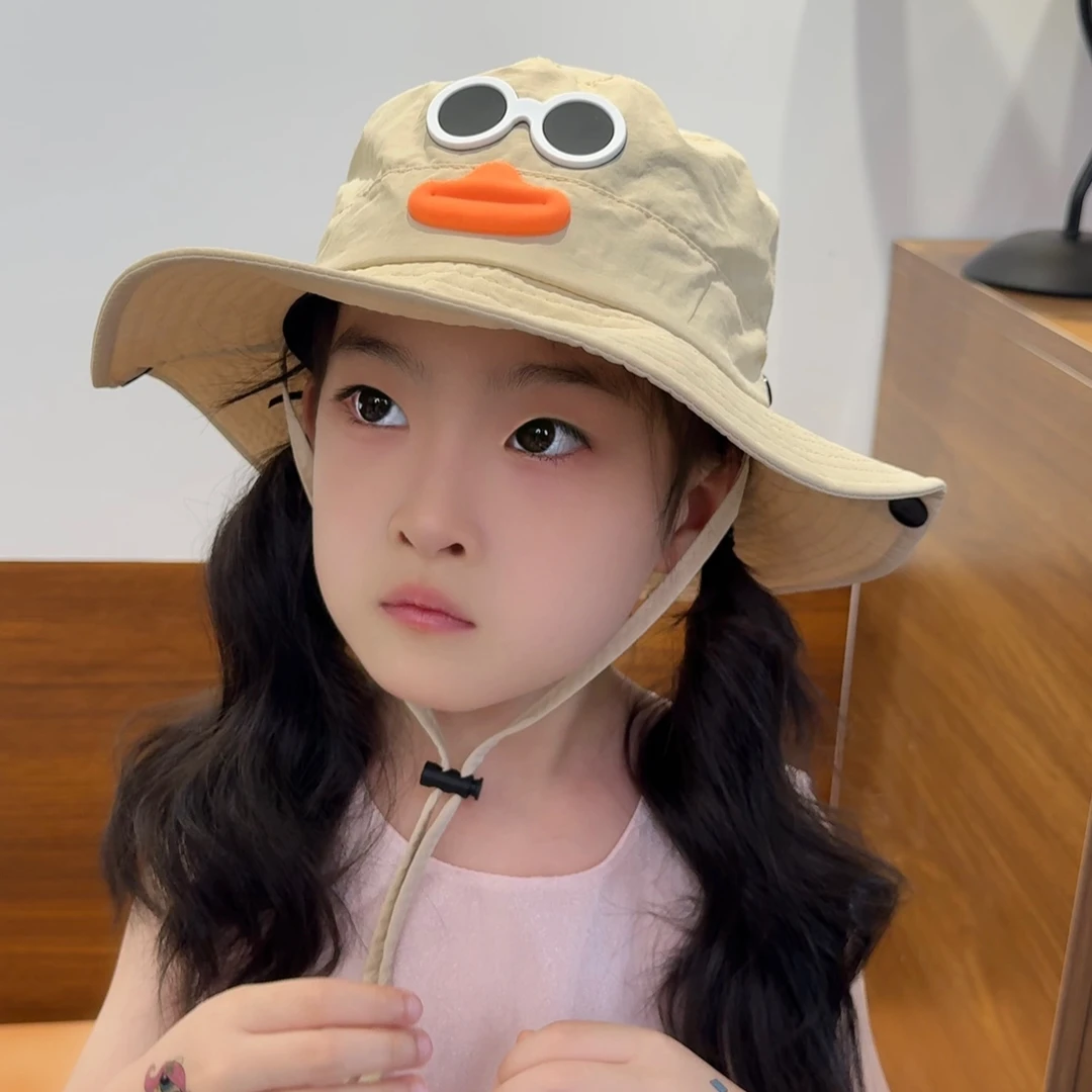 儿童帽子渔夫帽春秋夏季男女童大檐遮阳防晒帽宝宝卡通户外登山帽