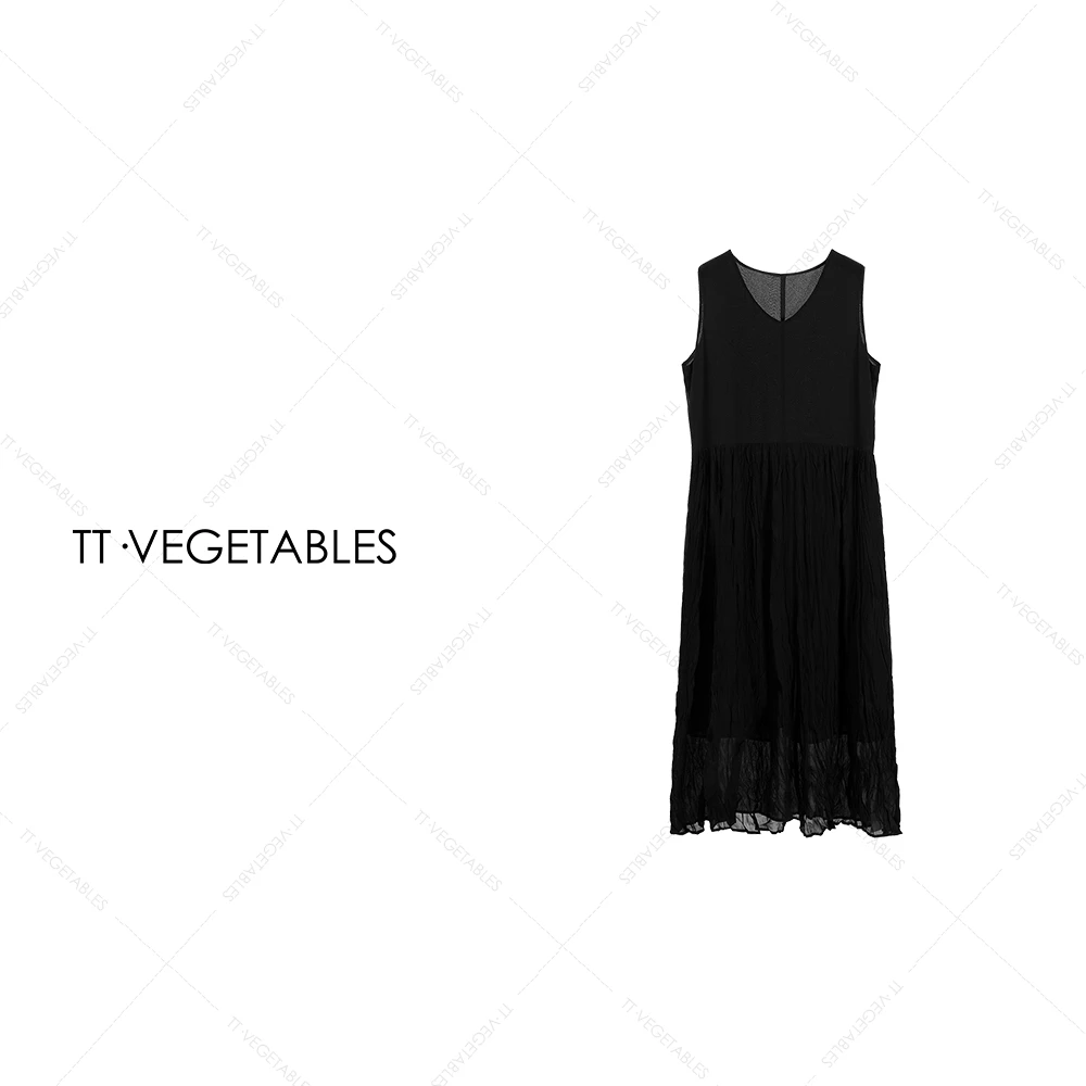 TT・VEGETABLES【序白】栖寂 2025夏款纯色气质显瘦女装连衣裙511802