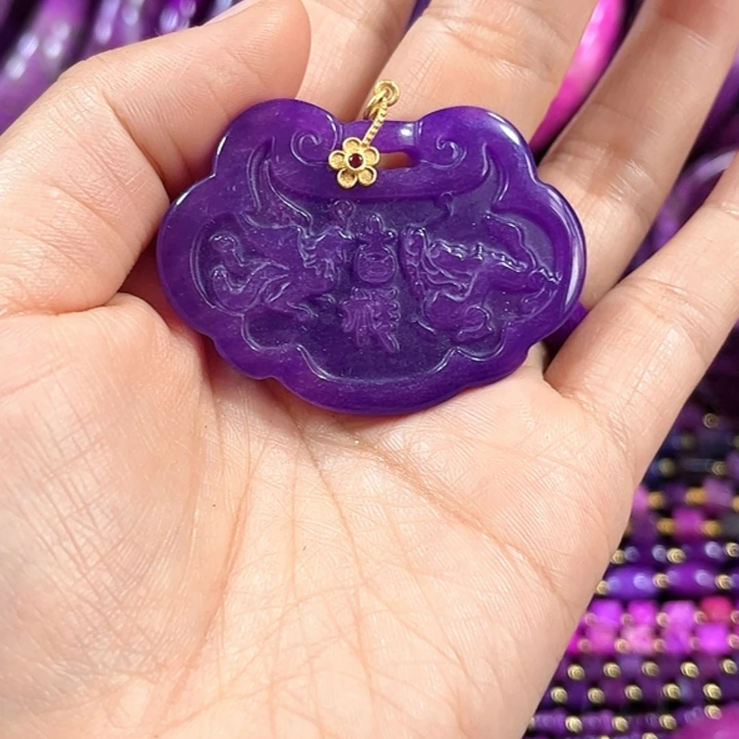 【闪购商品】玻璃DIY舒具石老油料夜莺爆紫全玉华龙凤吉祥如意