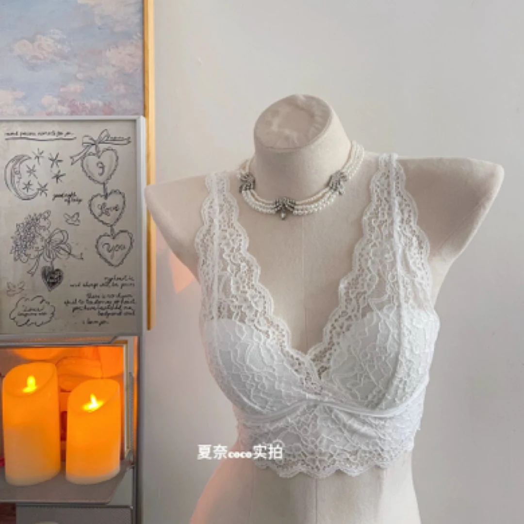 2025夏季新款时尚洋气纯欲辣妹V领蕾丝打底背心内搭打底吊带上衣