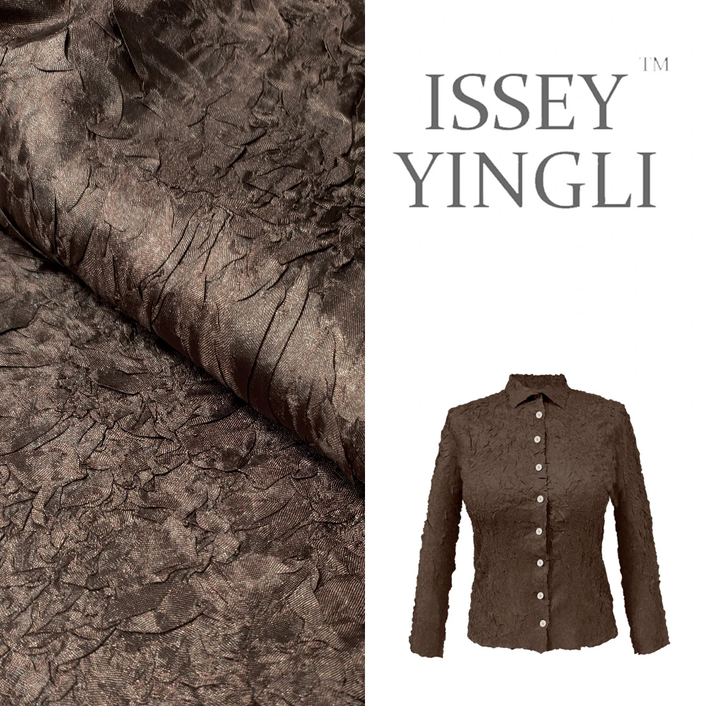 高端褶皱女士春秋新款树皮纹上衣时尚百搭女士气质显瘦衬衣2479