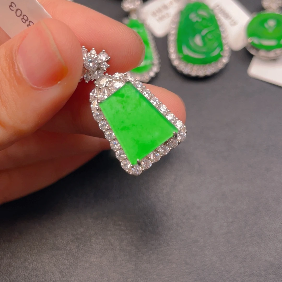 翡翠银S925镶嵌吊坠(不含链)