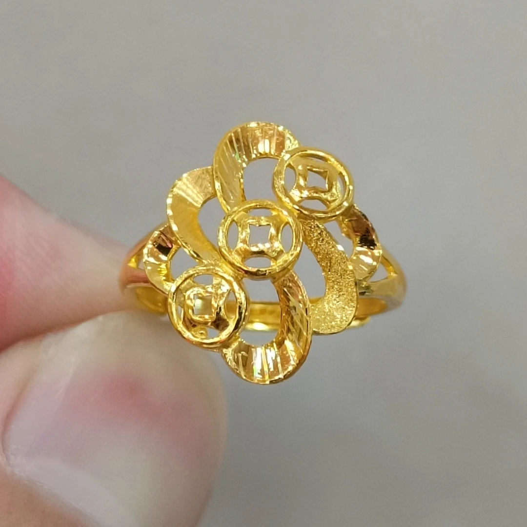 足金999黄金戒指实心活口凤尾钱币正品纯黄金新款女式戒指3.66克