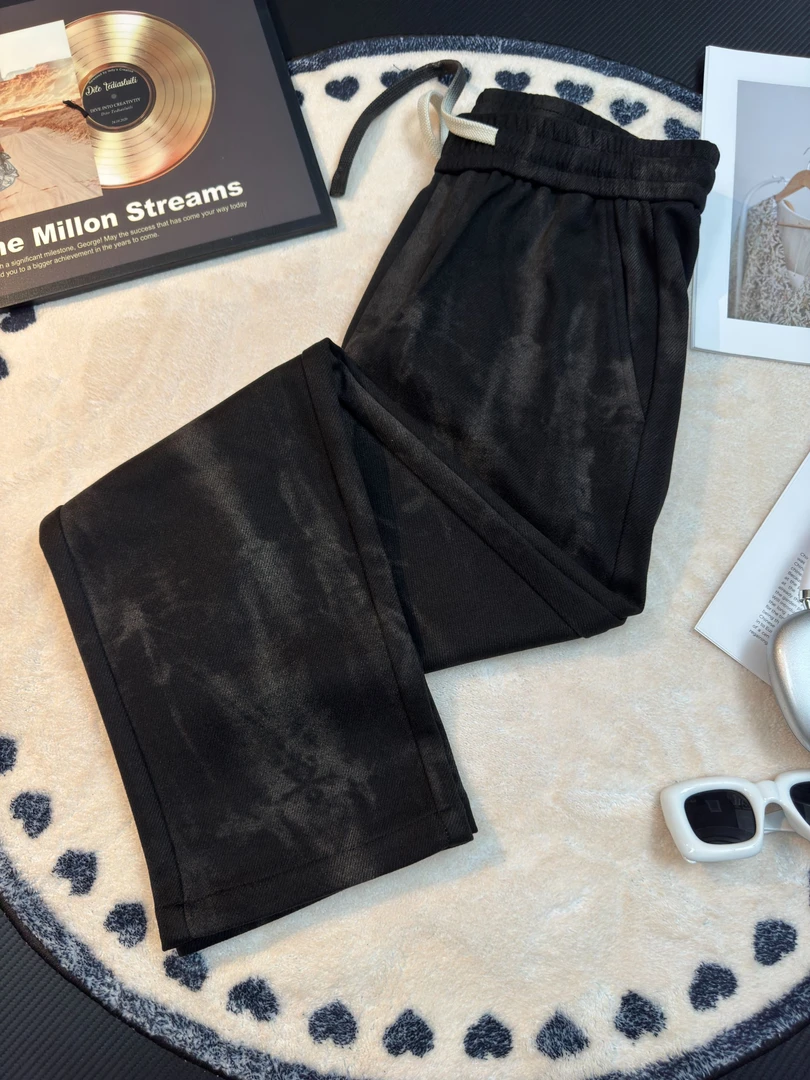 秋季上新男士高端羊毛混纺休闲裤轻奢宽松中腰直筒裤百搭精品男裤