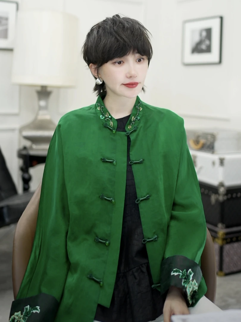 Betty Bairn【苍翠迎松 · 香云纱】老龟桑蚕丝刺绣外套25B-BW9228