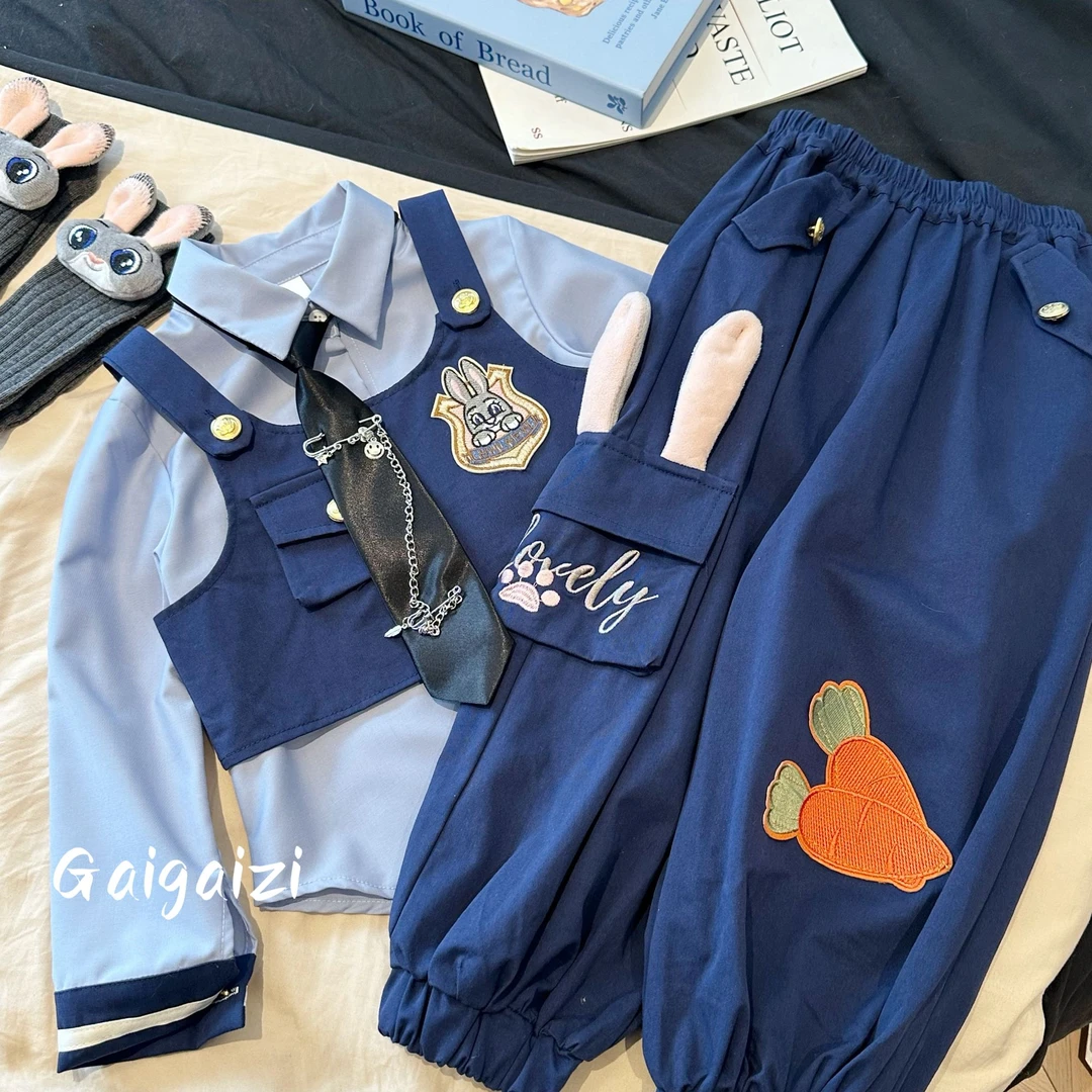 GZ亲子装【疯狂萌宠】设计师款立体卡通刺绣2025春夏中大童工装套装