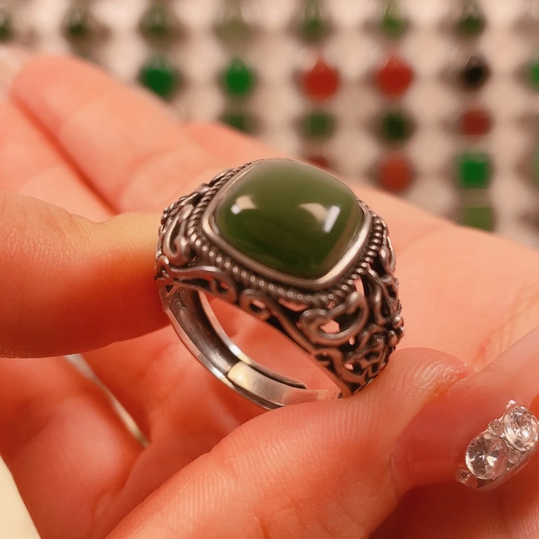 银S925镶嵌戒指和田玉