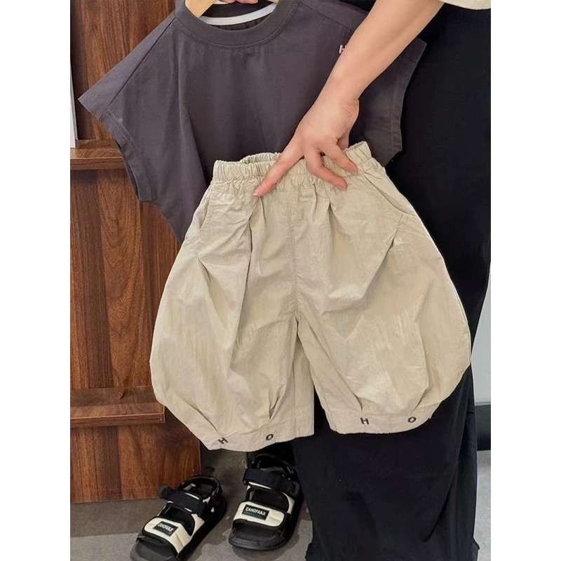 【8分裤】百搭神裤森系个性男女童字母捏折灯笼裤夏儿童马裤