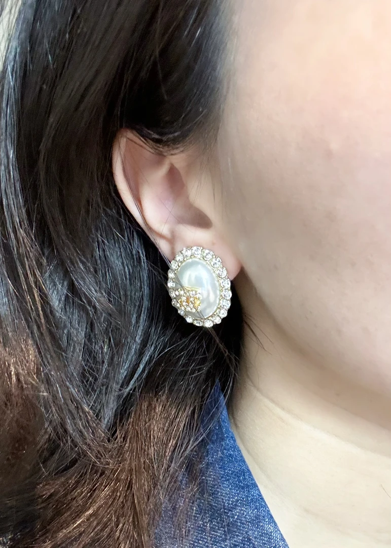 铜合金锆石耳饰 【白葡萄】法式带钻复古高级感气质风耳钉