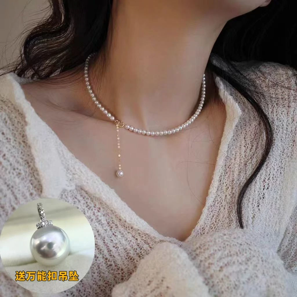 链子925银 气质减龄冷白色小米珠baby卡4M项链百搭轻奢仙女精致款