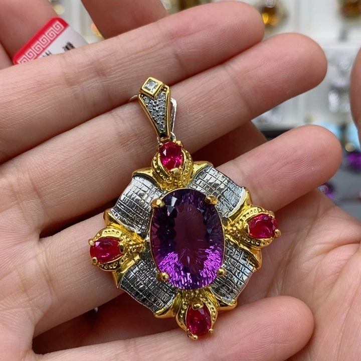 银S925镶嵌颈饰水晶u**l天然水晶吊坠