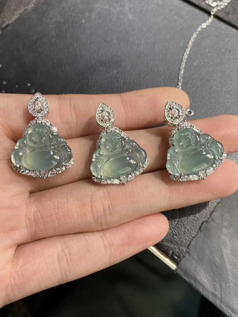 天然翡翠简镶佛公吊坠时尚简约水润吊坠款（多样性发起一）