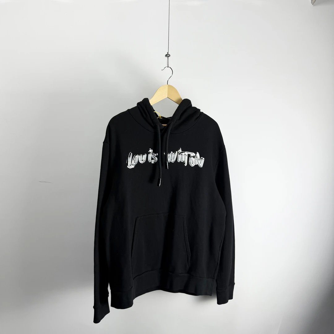 未使用 LouisVuitton/路易威登 黑色涂鸦帽衫XXL码