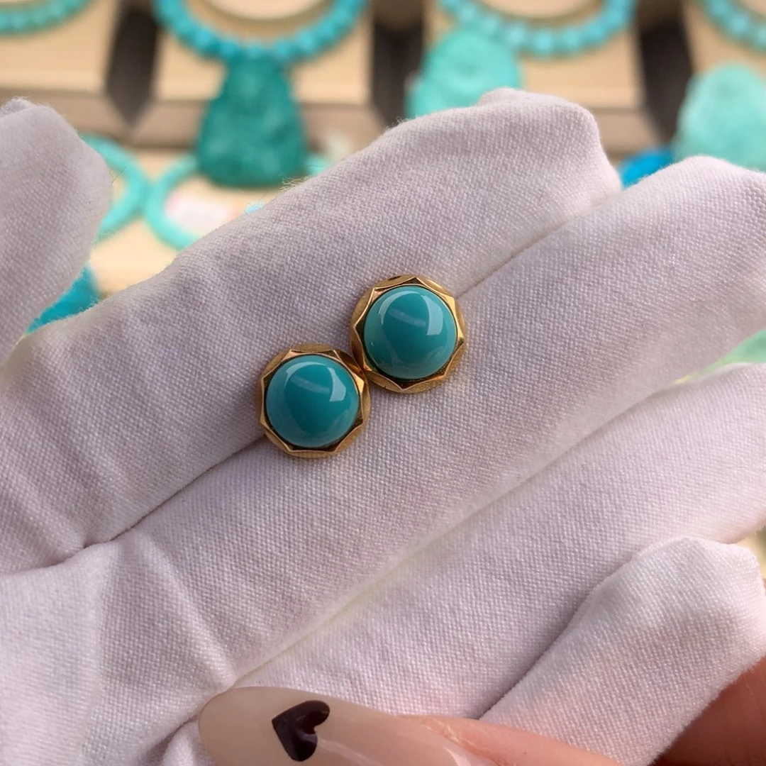 绿松石珠宝奇石18K金镶嵌