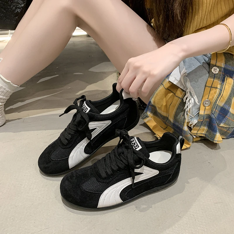赛车鞋复古德训鞋女款2025夏季新款网面透气休闲鞋厚底增高阿甘鞋