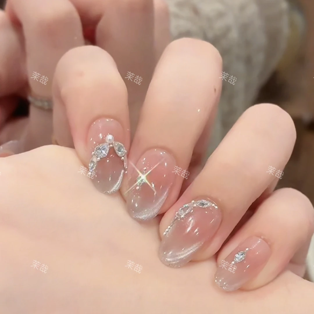 茉哉现货【月光缪斯】纯手工定制美甲拆卸穿戴甲A4339