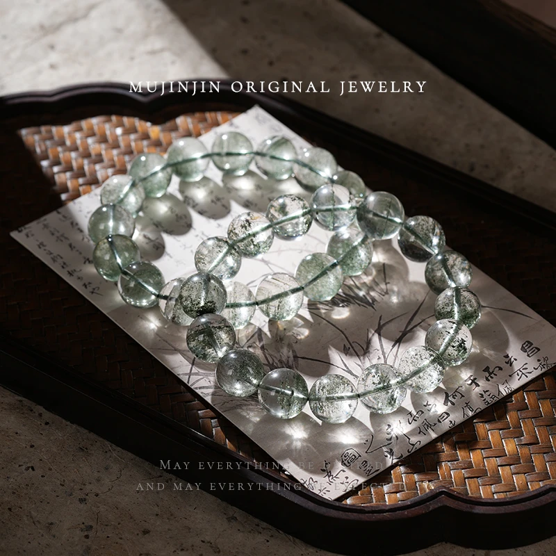 天然绿幽灵水晶手串女款单圈手链小众饰品手饰多样性发一