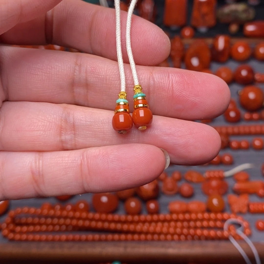 南红玛瑙精工配饰未镶嵌纯色弟子珠卡6尺寸