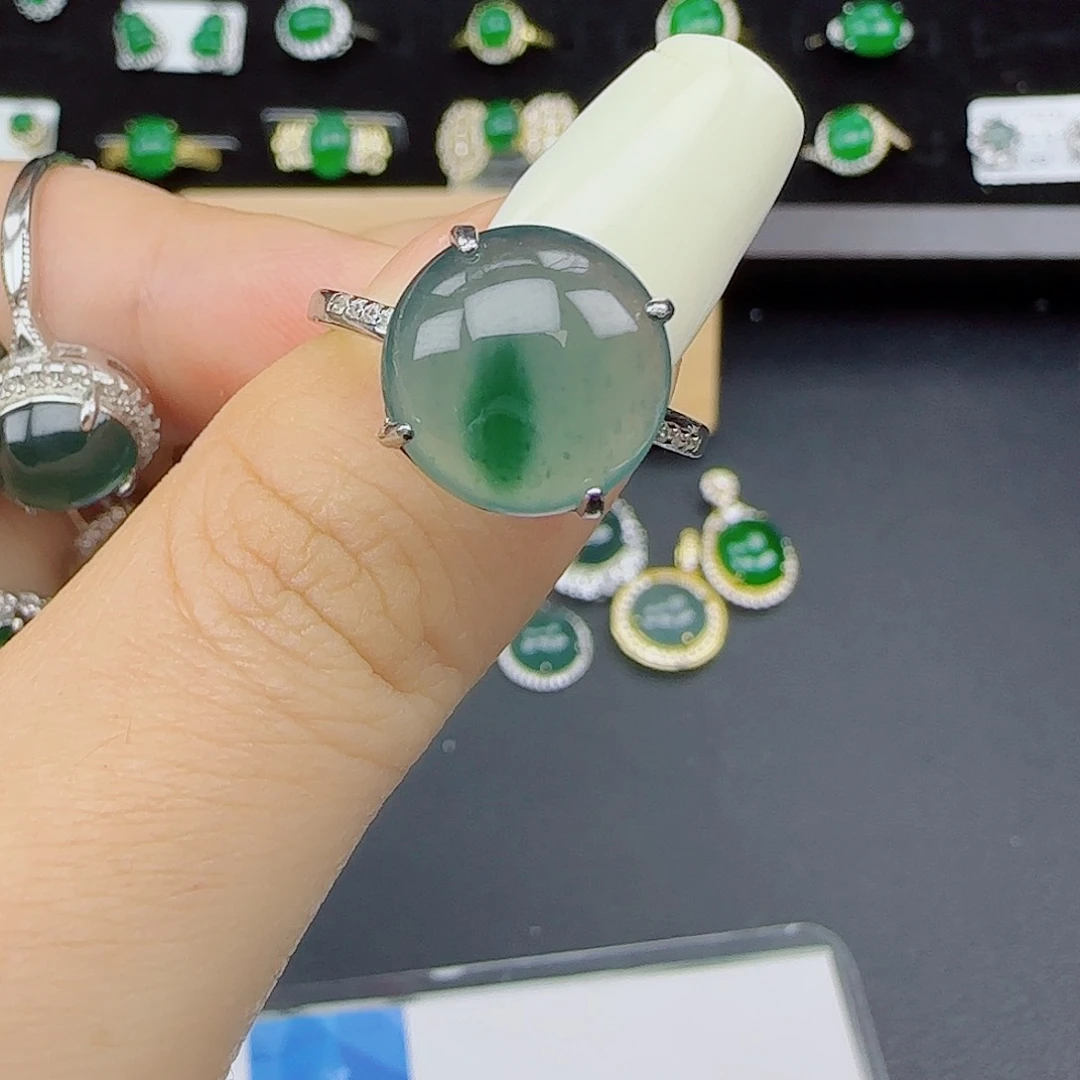 翡翠戒指银S925镶嵌111111