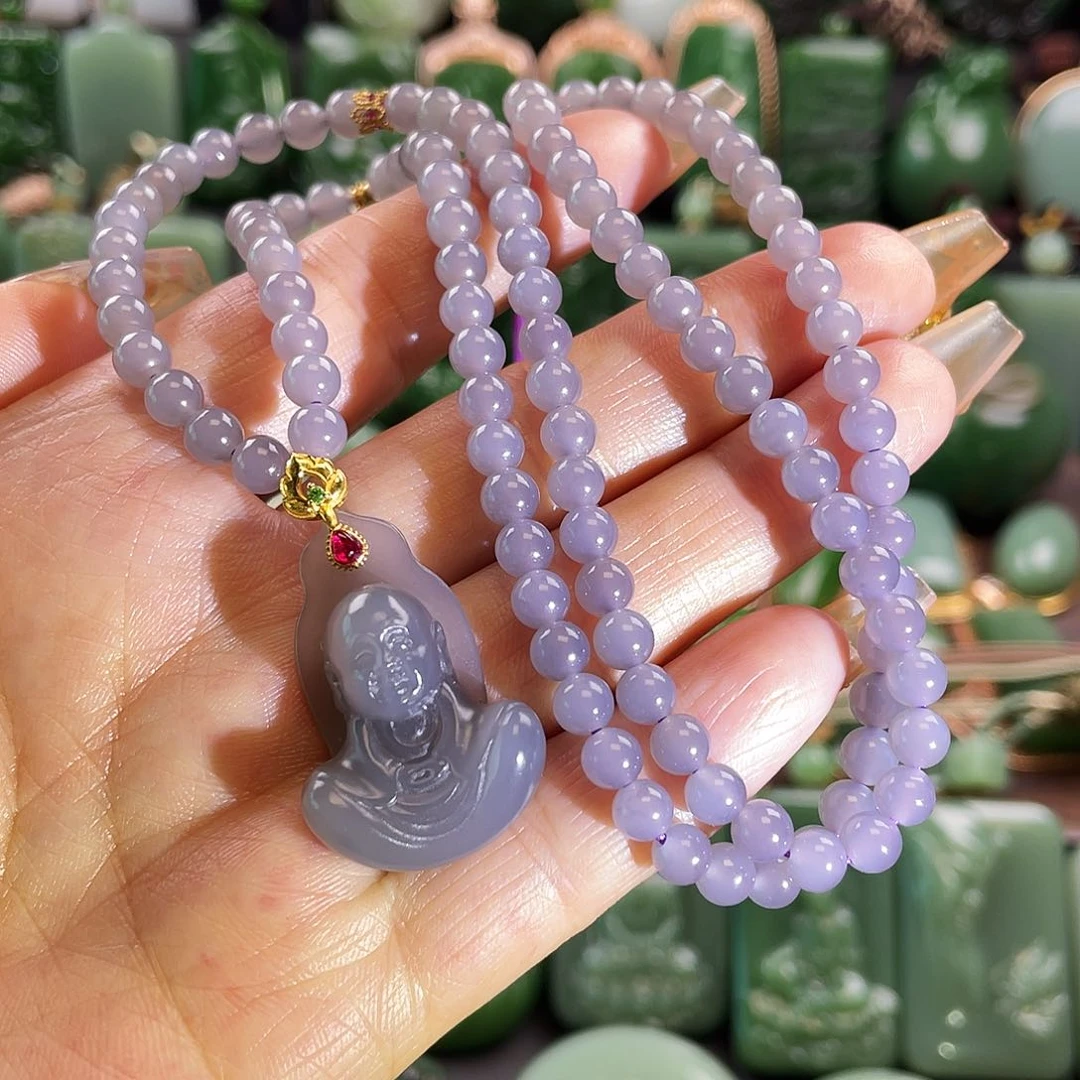 和田玉挂件18K金镶嵌