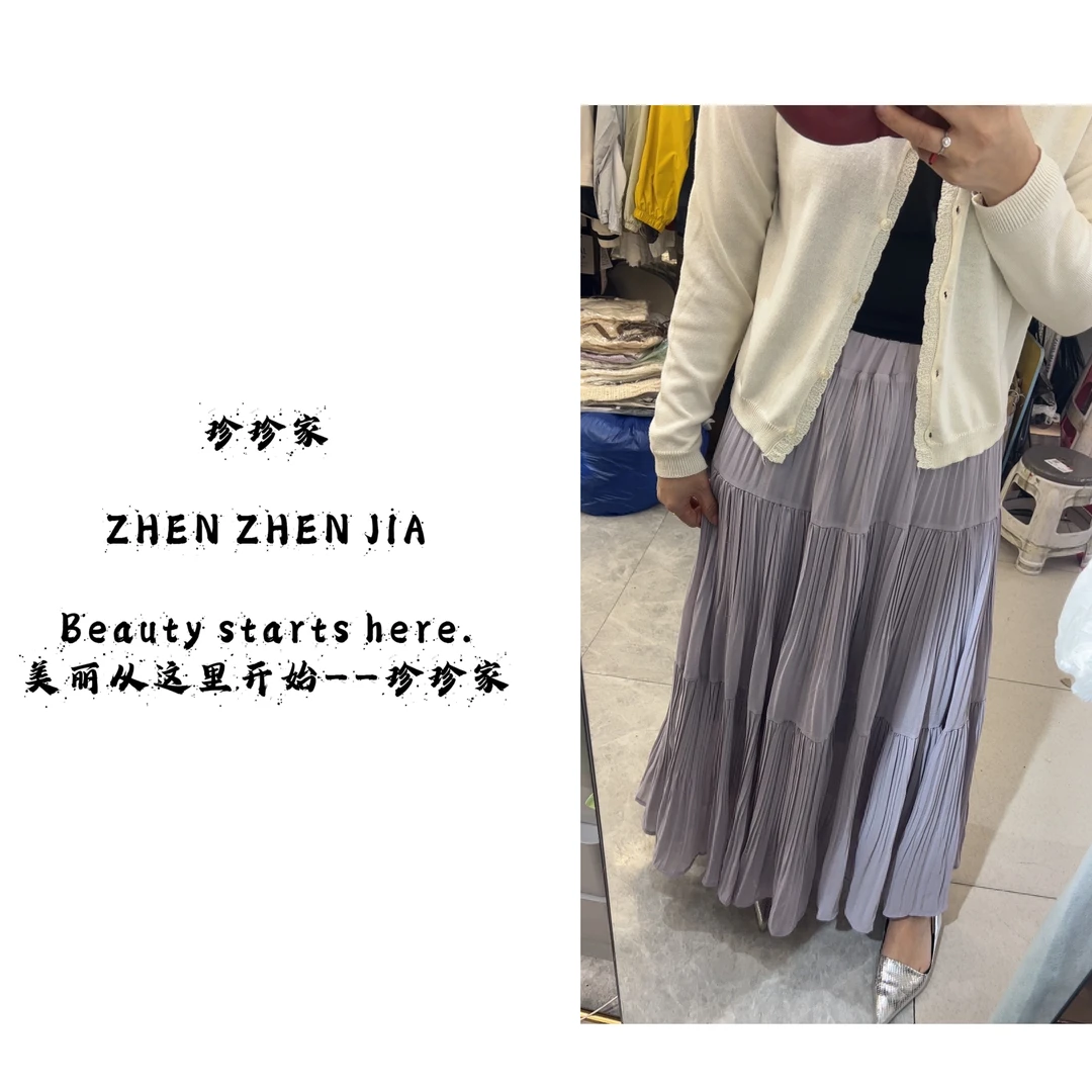 百褶半身裙高腰显瘦法式复古设计中长款大摆裙夏季百搭时尚