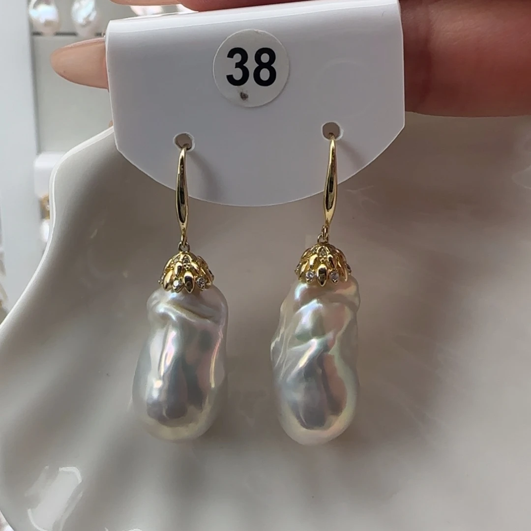 淡水珍珠耳饰银S925镶嵌