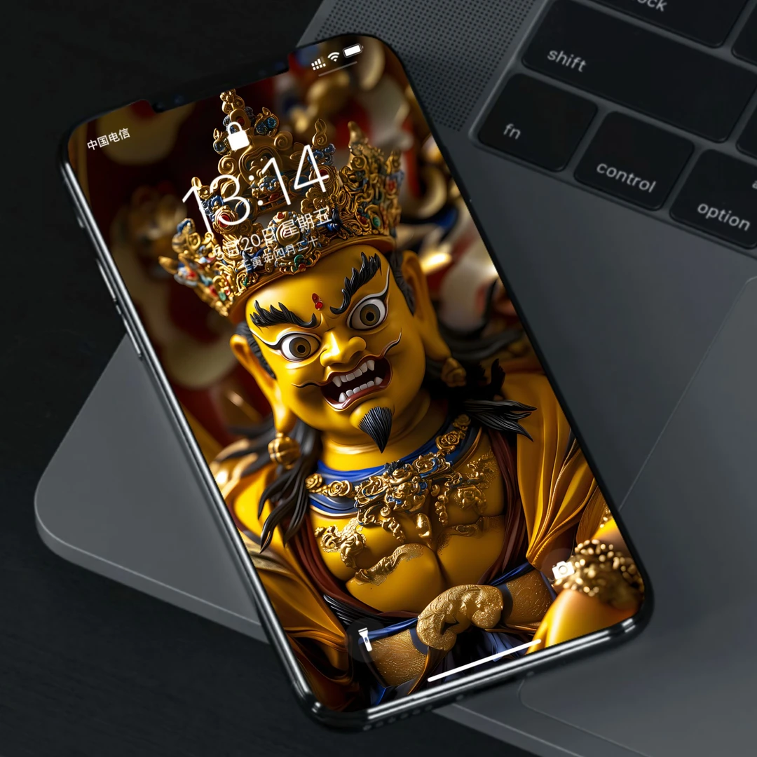 五色财神 黄财神 招财 属相牛 龙 羊 猴 手机平板壁纸