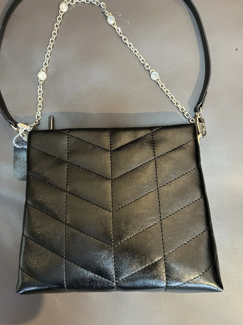 TOLEX2025新款手工时尚百搭小袋v女包黑色21.5cm