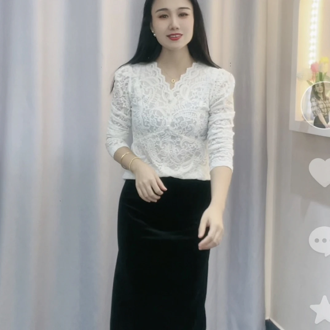 《梅子精选》V领长袖打底衫女秋冬修身内搭洋气上衣