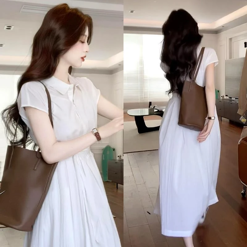 独特漂亮掐腰白色衬衫连衣裙子女装夏季长裙2025新款今年流行爆款