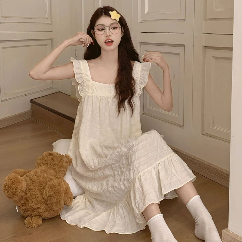【Lucky优选】睡衣女夏季薄款云朵棉小飞袖睡裙甜美家居服网红爆款