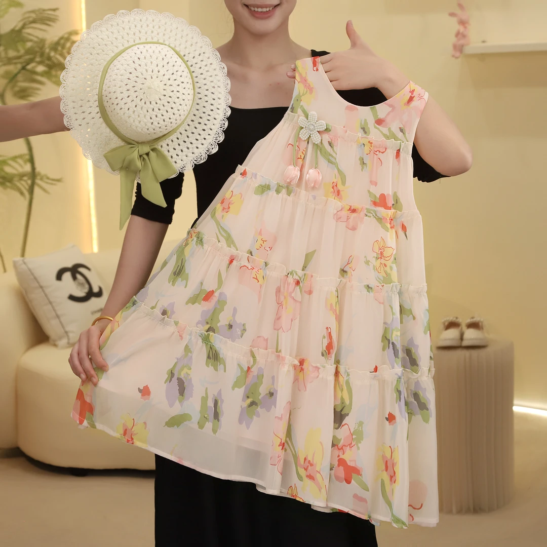 女童连衣裙2025夏季新款印花裙中大童公主裙背心裙T4230001400