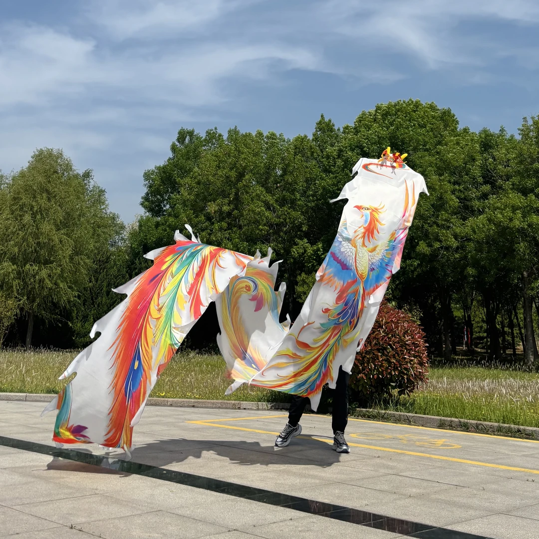 国腾新款凤凰舞龙霸天龙不锈钢彩带钢架镂空龙头套装8米健身