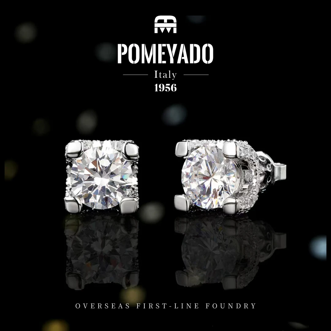 925银【维也纳夜幕】Pomeyado轻奢方钻闪闪耳钉F3500