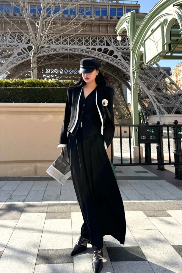 Blackgirl新款【Coco小姐】暗黑极简高定时装优雅名媛小香风套装