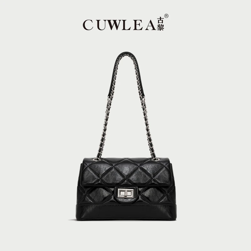 【CUWLEA/古黎】小香风新款女包绣线菱格百搭斜挎包GL-9086