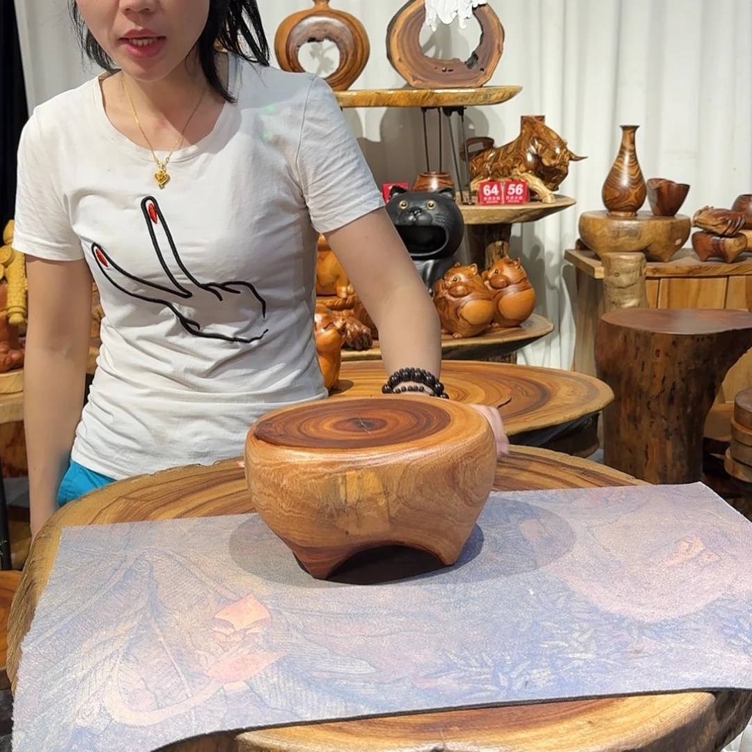 香樟木四足墩摆件