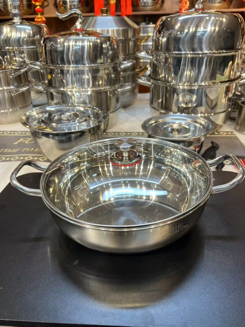 BH/不锈钢火锅32CM汤锅大容量炖煮锅大口径厨房专用电磁炉通用