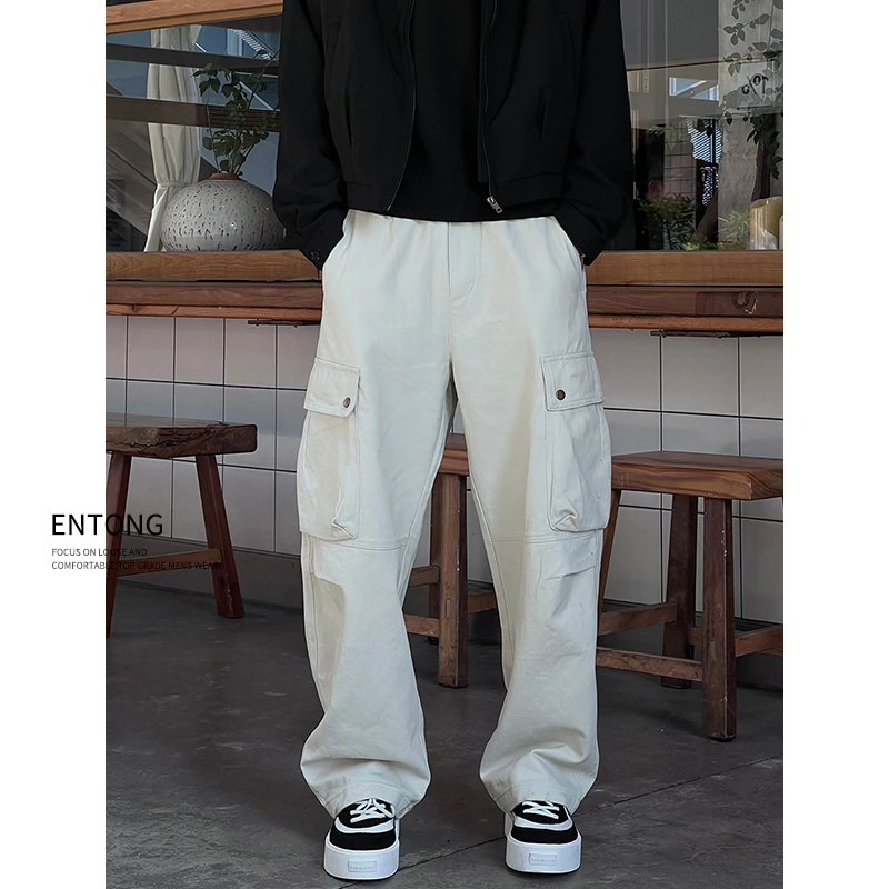 Entong美式多口袋休闲裤男款cleanfit宽松工装裤子百搭阔腿长裤潮