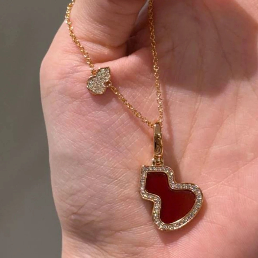 合金吊坠 福禄双韵 项链 满钻镶嵌 中国风 福气满满