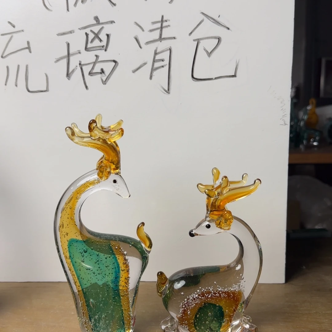 琉璃手工艺品对鹿