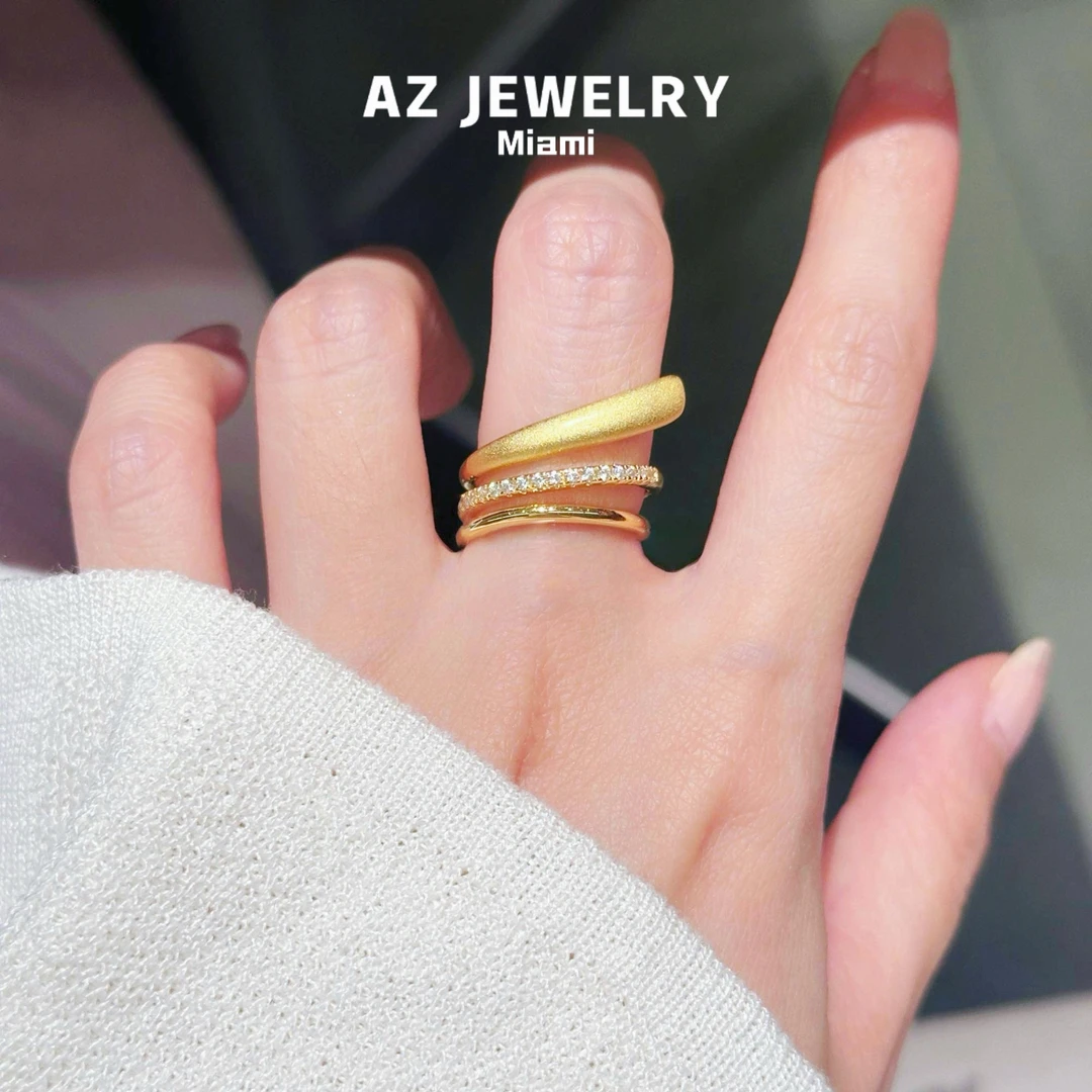 ANNA ZUCKERMAN 925银合成锆石戒指 灵蛇设计师轻奢金色戒指R0239