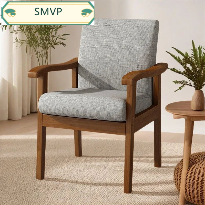 【1045人好评】实木沙发椅带扶手电脑椅书桌椅家用阳台靠背椅麻将椅